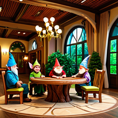 Home 17 Themed Hotel Experience**
"A brightly lit, family-friendly hotel lobby decorated in a fairytale forest theme, complete with whimsical, hand-carved wooden furniture and costumed characters (fairies, gnomes) greeting guests. Everyone is fully clothed in appropriate attire. Safe for work. Professional concept art, perfect anatomy, natural proportions, high quality."
**