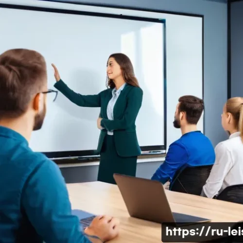 Home 32 레저산업기사 강의 추천 - A modern classroom setting focused on leisure event organization training for Russian-speaking adult...