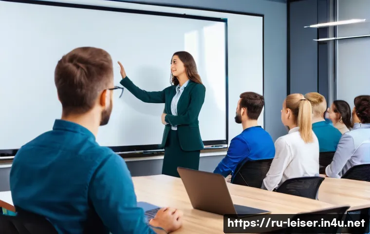 레저산업기사 강의 추천 - A modern classroom setting focused on leisure event organization training for Russian-speaking adult...