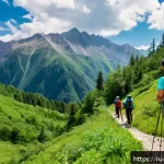 Home 19 레저산업기사로 경력 전환하기 - A professional outdoor activity instructor leading a diverse group of adults and children on a fores...