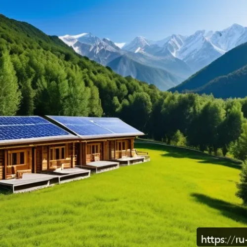 Home 30 레저산업 실무와 환경 문제 대응 - A serene mountain eco-resort nestled in the Caucasus, featuring traditional wooden cabins made from ...