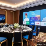 Home 23 레저산업기사 자격증으로 전직 성공 사례 - A professional leisure industry specialist confidently organizing a corporate event in a modern Russ...