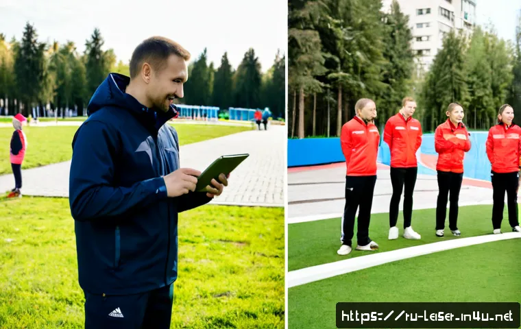 레저산업기사와 레크리에이션 관리 차이점 - Photorealistic split-scene comparison, left side a leisure facility operations specialist in a moder...