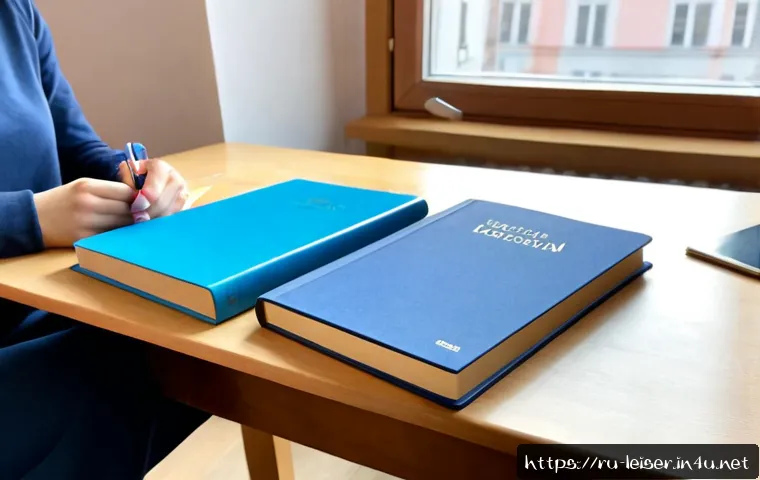 레저산업기사 추천 교재 - Photorealistic editorial scene of a Russian adult student choosing the best study book for a leisure...